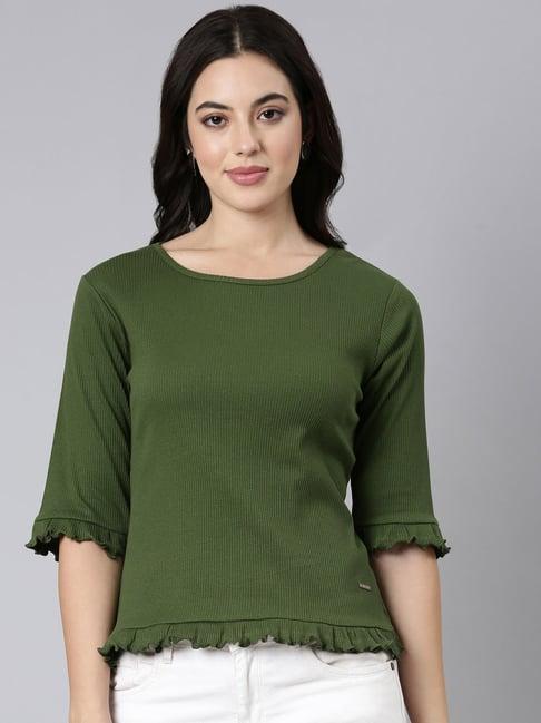 twin birds green top