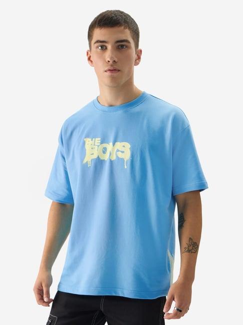 the souled store blue boxy fit the boys graphic oversized t-shirt