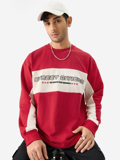 the souled store red boxy fit printed oversized t-shirt