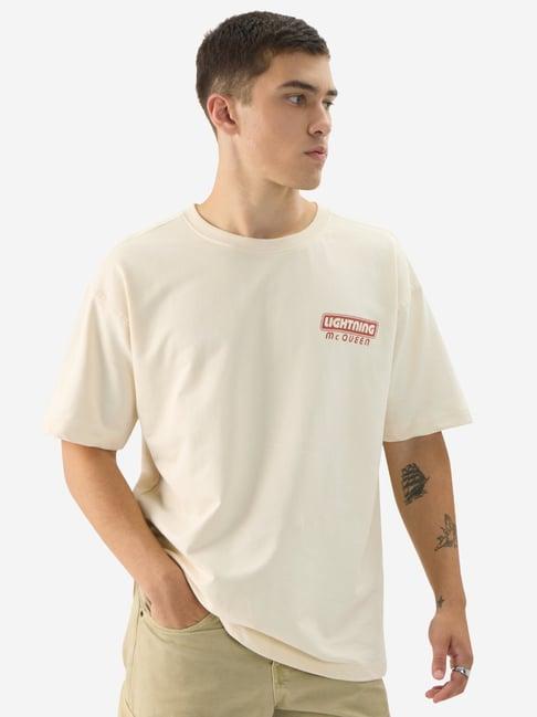 the souled store disney: carpenheimer off white boxy fit oversized t-shirt