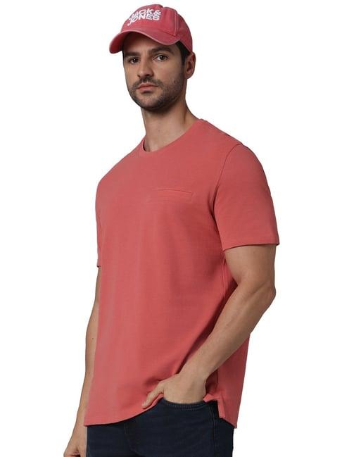 celio* dusty pink straight fit cotton crew t-shirt