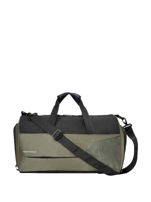 aeropostale granger olive green & black polyester color block duffle bag