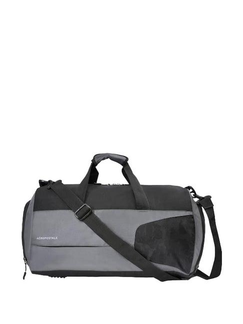 aeropostale granger grey & black polyester color block duffle bag