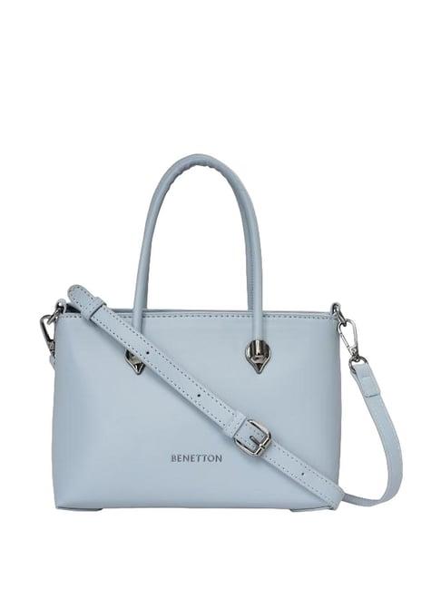 united colors of benetton avril powder blue pu solid handbag