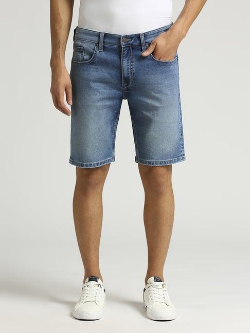 pepe jeans light indigo blue regular fit denim shorts