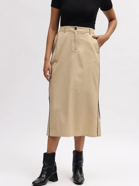 iconic beige cotton midi skirt