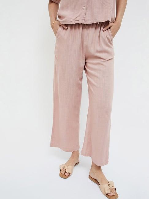 ginger by lifestyle dusty pink regular fit mid rise pants