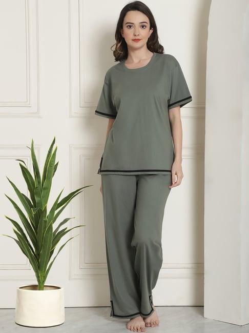 kanvin grey cotton top pyjamas set