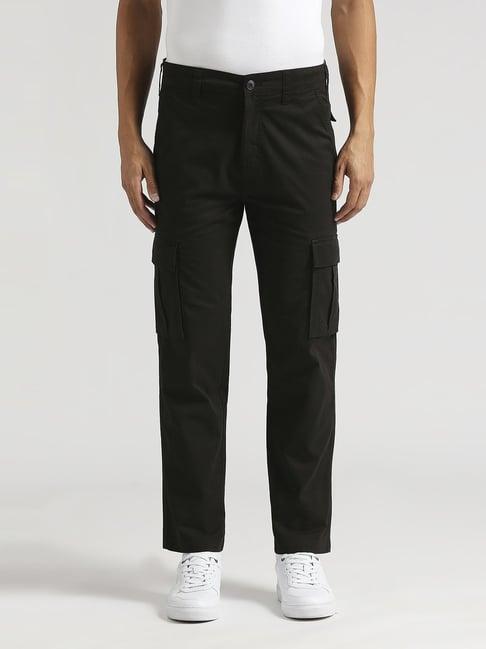 pepe jeans black cotton regular fit cargos