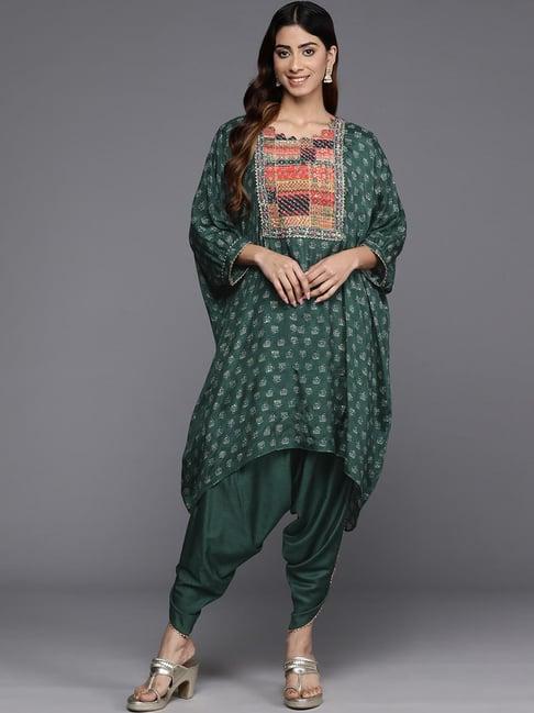 varanga green printed kurta dhoti pant set