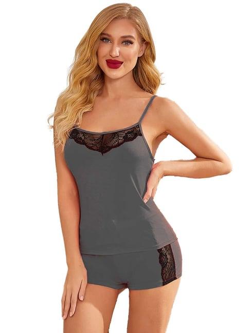 arousy grey self pattern babydoll