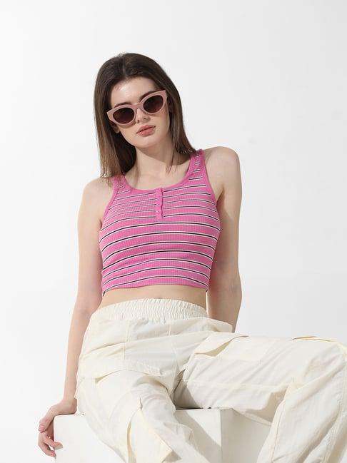 only lavender striped crop top