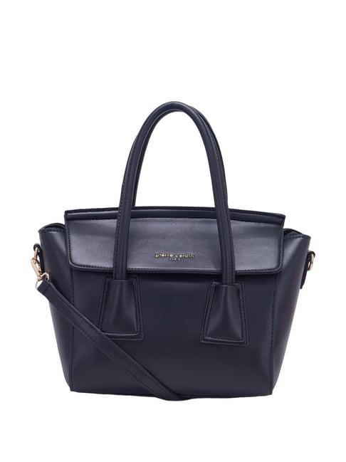 pierre cardin black solid satchel handbag