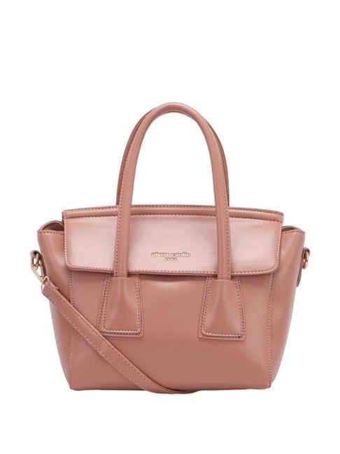 pierre cardin brown solid satchel handbag