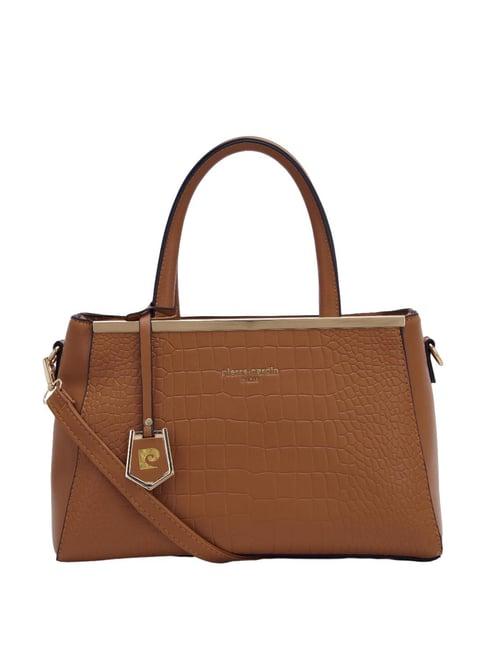 pierre cardin tan solid satchel handbag