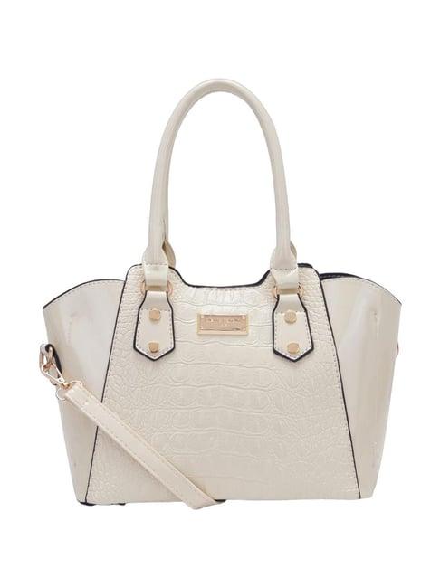 pierre cardin beige textured satchel handbag