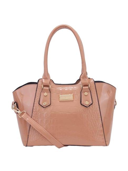 pierre cardin brown textured satchel handbag