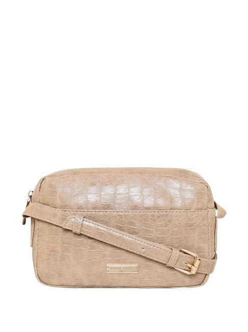 pierre cardin beige textured sling handbag