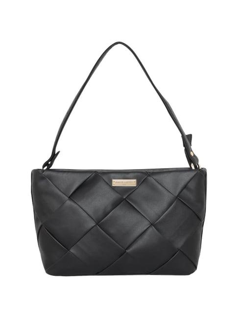 pierre cardin black textured tote handbag