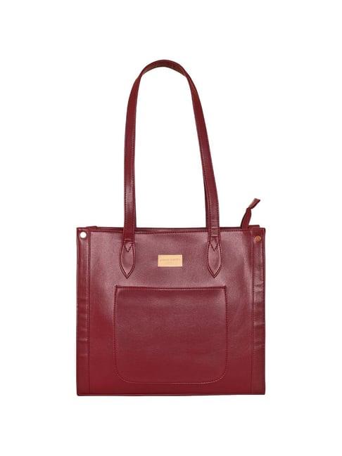 pierre cardin burgundy solid tote handbag