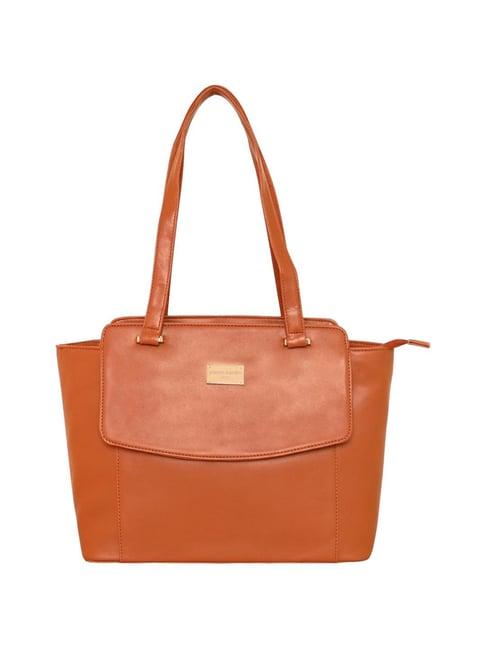 pierre cardin tan solid tote handbag