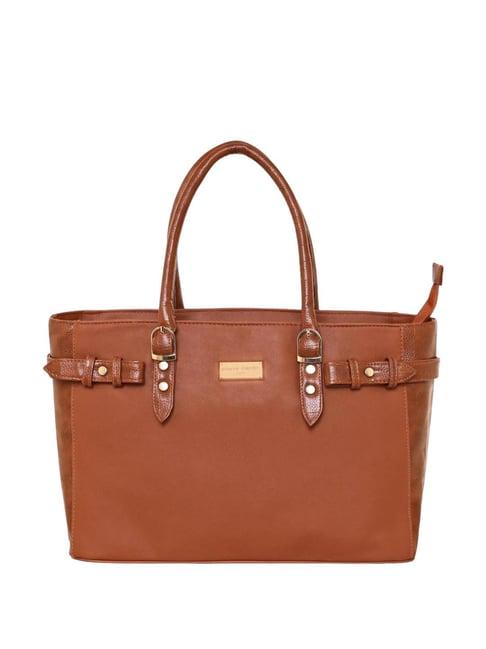 pierre cardin coffee solid tote handbag