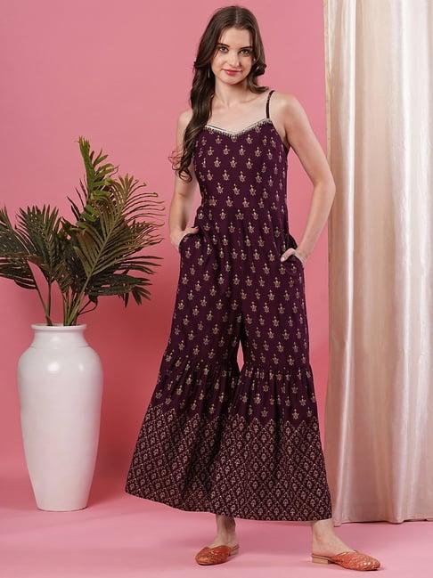 globus wine printed jumpsuit