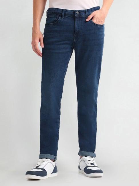 arrow sports blue cotton slim fit jeans