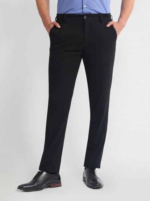 arrow newyork black slim fit trousers