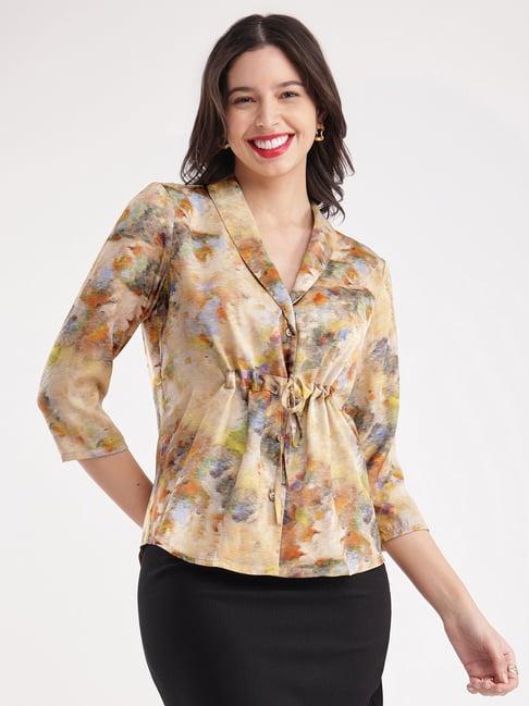 fablestreet beige floral print top