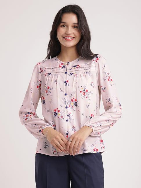 fablestreet off white floral print top