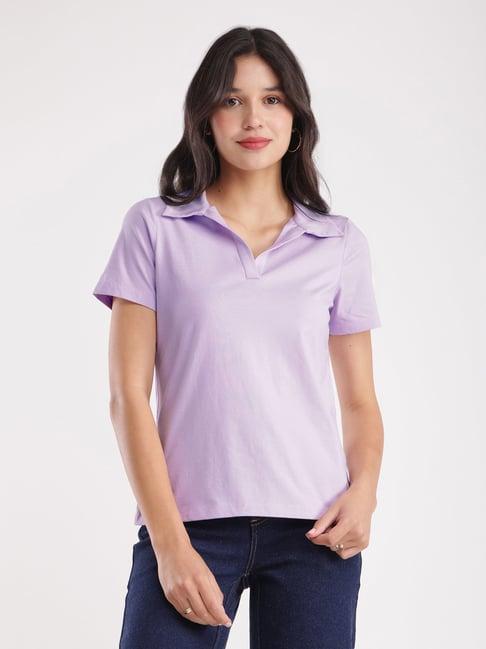 fablestreet lavender cotton relaxed fit t-shirt