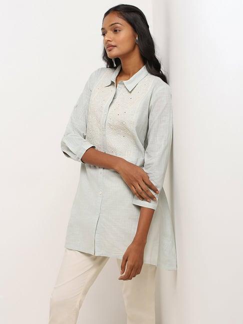 utsa by westside light blue embroidered tunic tunic