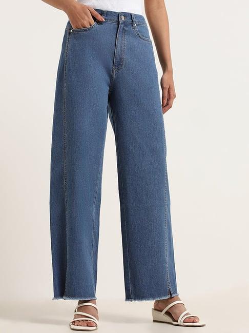 lov by westside blue high rise wide leg jeans