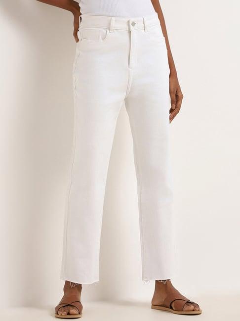 lov by westside white mid-rise straight-leg jeans