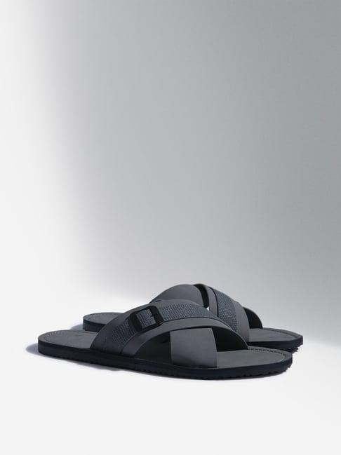 soleplay by westside grey cross-strap leather sandals