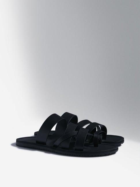 soleplay by westside black strappy leather sandals