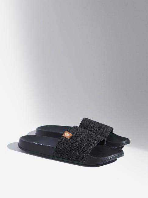 soleplay by westside black knit-textured flip-flop