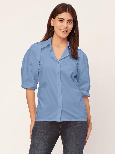 moomaya light blue regular fit shirt