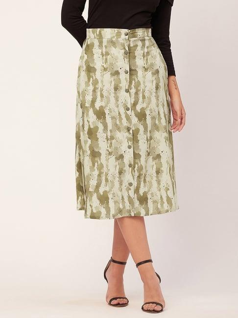 moomaya khaki printed skirt