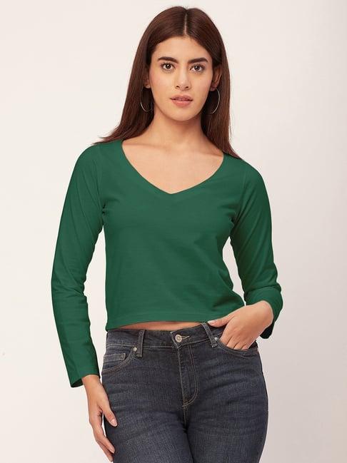 moomaya green regular fit crop top