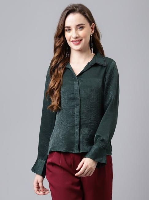 latin quarters green regular fit shirt