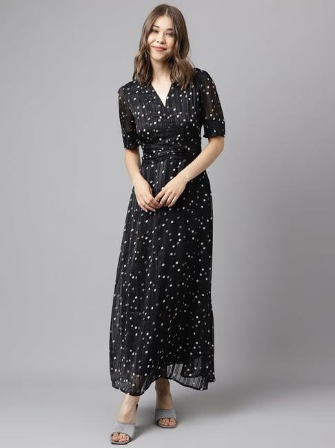 latin quarters black polka dot maxi dress