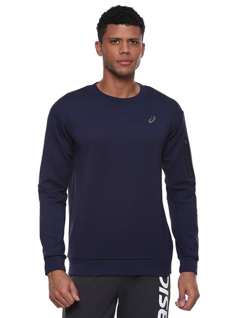 asics dark blue regular fit sweatshirt