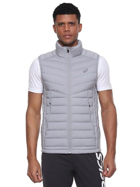 asics light grey regular fit sports jacket