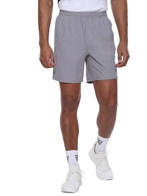 asics light grey regular fit sports shorts