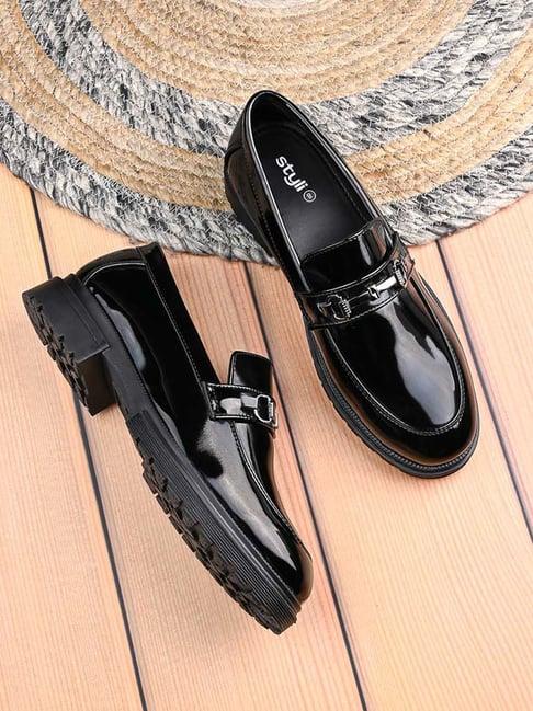 styli men's black casual loafers