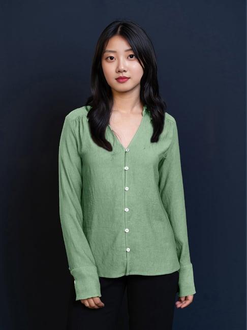 zink london sage green straight fit shirt