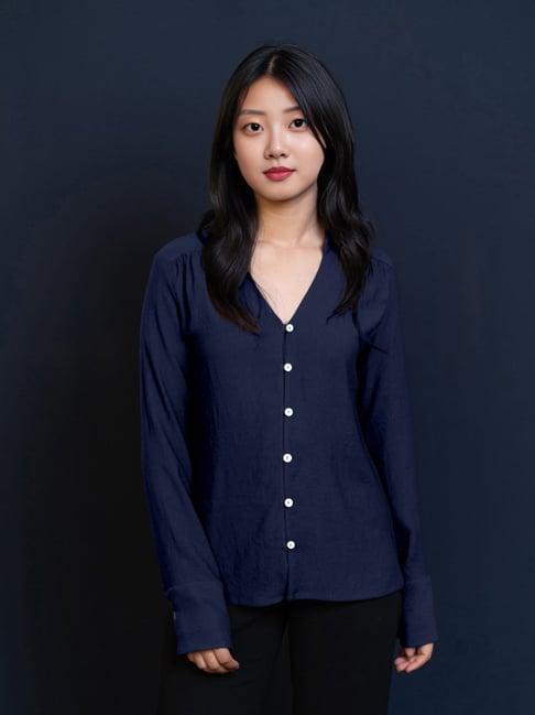 zink london navy straight fit shirt