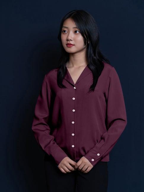 zink london maroon straight fit shirt